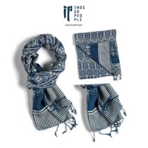 China General Generation] Dutch Indigo People hand made blue dye Indigo scarf AKIO