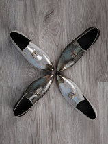 Fashionable Korean version of mens casual shoes copper iron toe flat-bottomed overshoes nightclub singer youth leather shoes hair stylist shoes