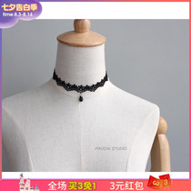 Handmade black lace vintage temperament clavicle chain womens simple short neckband collar collar necklace Neck jewelry