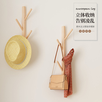 Narian pleasant clothes hat rack wall hanging clothes domestic solid wood Easy landing living room Nordic ins hang clothes rack