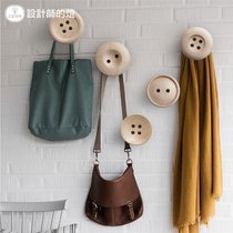 Designers lamp personality gift clothing store wooden hook hanger creative wall decoration coat rack button wall hanging