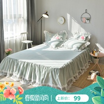 100% cotton solid color bed skirt embroidered lace bedspread optional four-piece set with padded quilt cover 2020 new