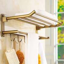 Antique copper bath towel rack Bathroom folding hanging towel rack Double bath towel rack Bathroom shelf Towel bar
