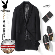 Playboy woolen coat male Winter long double-sided cashmere trench coat wool tweed jacket