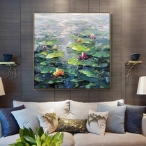 Pure hand-painted oil painting Living room entrance hanging painting Monet style water lily mural French decorative painting handmade custom large