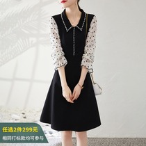 2021 summer dress new elegant stitching comfortable lady fashion temperament pop skirt French collar womens dress