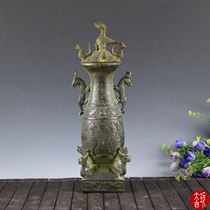 Hot selling antique bronze collection antique handicrafts ancient shelf decoration teapot bronze bird Zun wine bottle ornaments