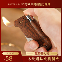 VANITYFAIR INFLATABLE LIGHTER OBLIQUE FIRE PIPE LIGHTER WITH PASS-THROUGH NEEDLE SCRAPER PRESSURE ROD PIPE CIGARETTE LIGHTER