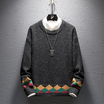 Spring and Autumn Japanese Sweater Mens Loose Tide Sweater Mens Sweater Round Neck Knitwear Mens Jacket Winter Dress