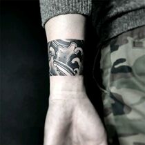 Waves dark waves bracelet tattoo stickers durable waterproof men and women realistic tattoo stickers