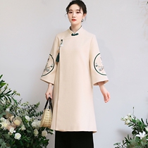 Chinese style women's clothing improved Han clothing long daily Tang clothing tea clothing women's Chinese retro cheongsam coat autumn and winter