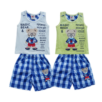 Clear cabin summer dress new baby Han version full cotton small bear ultra soft short sleeve T-shirt shorts suit boy childrens clothes