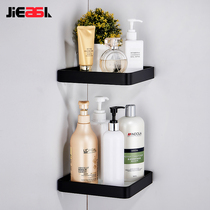 Space aluminum bathroom glass triangle shelf black tempered single-layer mirror front shelf toilet shelf corner frame