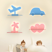Childrens room wall lamp modern simple bedroom room lighting warm romantic boys and girls cartoon bedside storage wall lamp