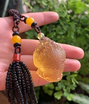 Yang Yujia Myanmar natural amber water purification Jin Po three-legged golden toad pendant certificate flower gift box New