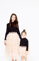 Dads home HAILEY new girl Black Star Top Yarn Yarn layer skirt parent-child dress 79