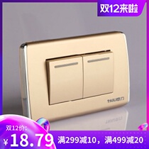 Taili household switch panel power socket 2021 concealed double Open 118 900 series champagne two open dual control