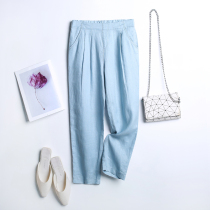 2021 summer new Haren pants loose ankle-length pants Women summer linen women casual slim small foot pants thin