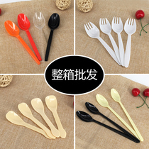 One time plastic spoon long-handled soup sand ice spoon KFC rice spoon ice cream scoop shaved ice spoon fruit fork dessert spoon