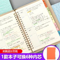 Loose-leaf notebook A5 detachable math problem book High school college life page square coil book English word book Horizontal line Cornell grid book Shell detachable grid plan book