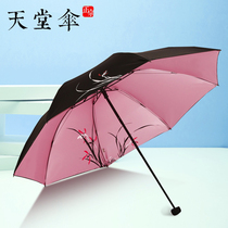 Paradise umbrella black rubber sunscreen Anti-UV shading umbrella clear rain and sun goddess folding sunscreen sun umbrella little fresh