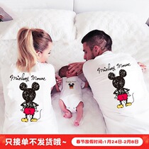 Mickey's parent-child outfit a family of three Mickey Mouse short sleeve T-shirt baby 100 days old mother-daughter foreign style summer mother-child outfit