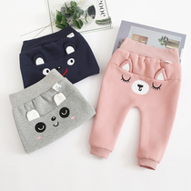 Autumn and winter baby thickened outer wear Baby Belly Belly protection Gary warm waist boys and girls 0-3 years old 2 big ass pp pants