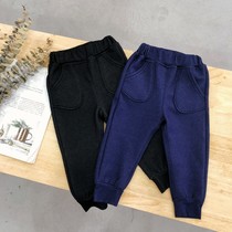 Childrens one-body fluff jeans boys and girls plus jeans wear warm pants in winter