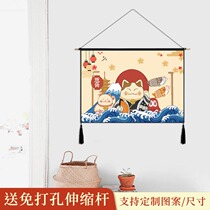 Japanese fabric hanging painting living room porch decoration painting sushi restaurant Izakaya rich cat flag tapestry homestay hanging cloth