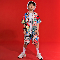 Boys hip-hop suit hiphop childrens performance clothing short-sleeved hip-hop performance clothing jazz dance summer clothing tide clothing catwalk