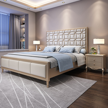 American light lavish solid wood bed 1 8 m master bedroom modern minimalist approx. bed 1 5 m High case storage bed Soft bunk wedding bed