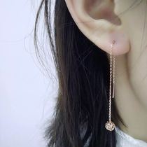 18k rose Golden round tennis EAR thread hollow ball earring fashion wild tassel temperament lady earrings Au750