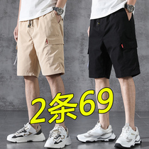 Mens casual shorts mens loose ins Tide brand overalls five-point pants thin straight trendy sports 5 points outside wear