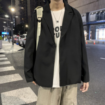 Hong Kong style chic casual blazer mens Korean version of the trend retro jacket spring and autumn wild solid color small suit