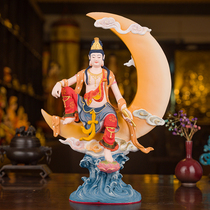 Taiwan Shengfan Guanyin Buddha statue pure gilt copper water Moon Guanyin free Guanyin Bodhisattva Zen Feng Shui craft ornaments