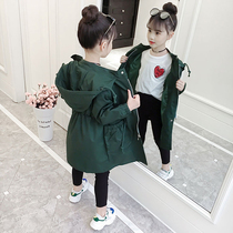 Spring girls medium and long windbreaker jacket 2019 new childrens clothing outdoor tops childrens girls western style coat tide
