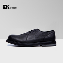 BK Bury Cool Chic Mens Shoes New Spring Lacing Head Shoes Genuine Leather Casual Shoes Ingléen Wind Leather Shoes Boom Shoes