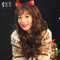 Wig Female long hair Full head cover type true natural round face short hair Real hair long curly hair Wool roll Trojan roll