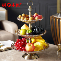 European-style fruit plate living room creative household coffee table large double-layer candy snack plate modern simple glass fruit plate