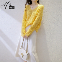 iFashion light luxury women womens high-end sweater New 2021 explosive foreign style Joker hollow knit women