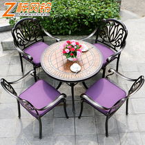 Outdoor table and chair cast aluminum courtyard villa open-air leisure balcony terrace iron garden outdoor three-five-piece combination