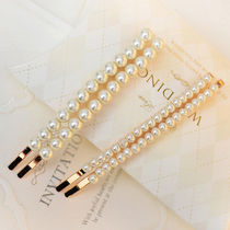  Pair of Korean pearl hairpins Simple word clip Hair accessories top clip bangs clip broken hairpin headwear side clip pair clip