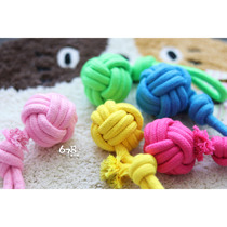 Dog molar bite knot knitting tug of war toy Teddy Labrador bite toy ball interactive training cotton ball