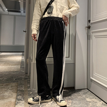 Hualun autumn winter fleece sweatpants men loose straight fashion brand casual pants versatile Korean version trend pants winter