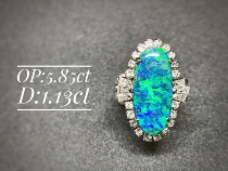 Sold opal island collection grade fullface iron opal blue and green color Paraiba color highlight ring