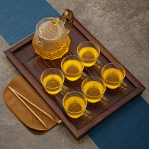 Xia Wei Kung Fu glass tea set teacup tray simple household Tea Sea small tea table water storage bamboo dry bubble tea tray