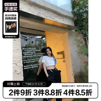 (La lune du Ciel) LLDC Summer ultra short base paragraph 100 hitch loose white short sleeve T-shirt woman