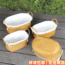 Storage box storage basket large straw storage basket rattan storage basket rattan storage basket