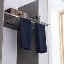  Wardrobe top-mounted trouser rack cloakroom multi-function telescopic double-row trouser rack Single-row damping buffer west pumping side-mounted push-pull