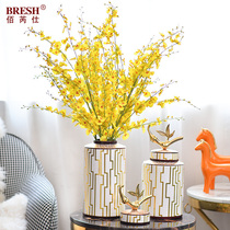 Home-Like Board Room Ceramic Storage Pot Vase Flower Art Bronze Pendulum Pieces Modern Creative Living Room Genguan Decoration